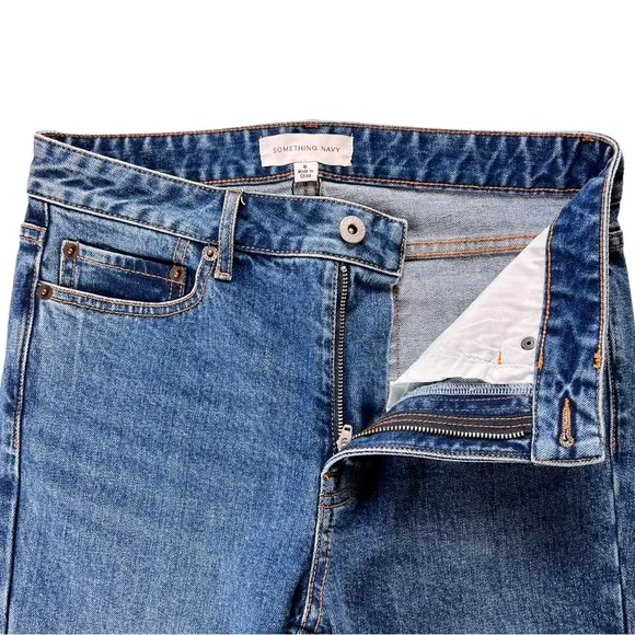 Something Navy High Waisted Straight Leg Jeans Size 6 Medium Blue Wash