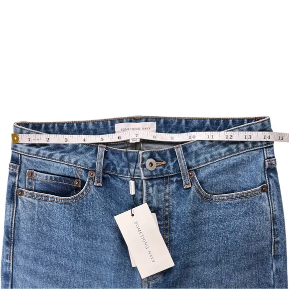 Something Navy High Waisted Straight Leg Jeans Size 6 Medium Blue Wash