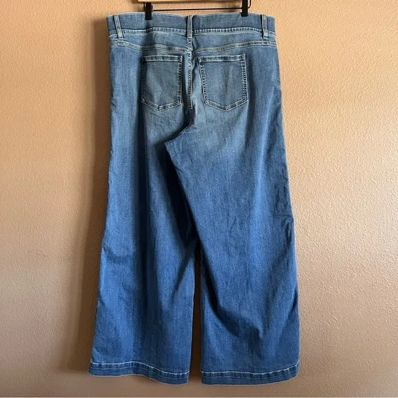 SPANX Blue Flare Wide Leg Jeans High Waist Size 3X Tall