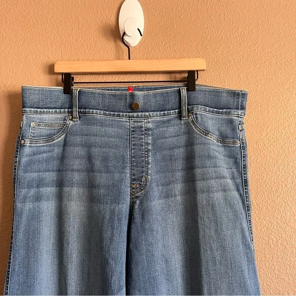 SPANX Blue Flare Wide Leg Jeans High Waist Size 3X Tall