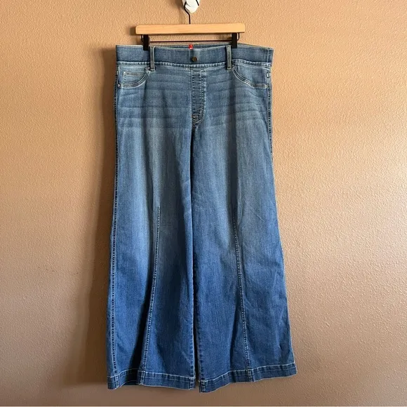 SPANX Blue Flare Wide Leg Jeans High Waist Size 3X Tall