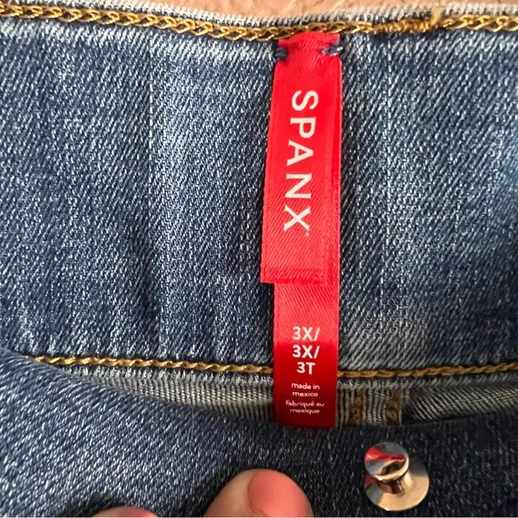 SPANX Blue Flare Wide Leg Jeans High Waist Size 3X Tall