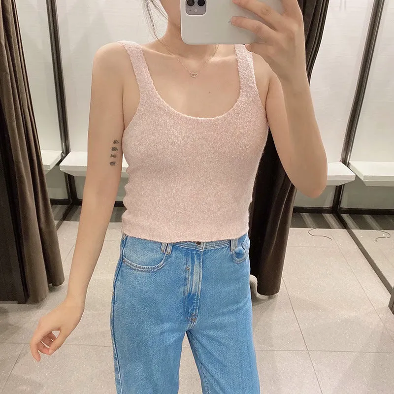 Splicing Single-breasted Lantern Sleeve Cardigan Sweaters Tank Tops
