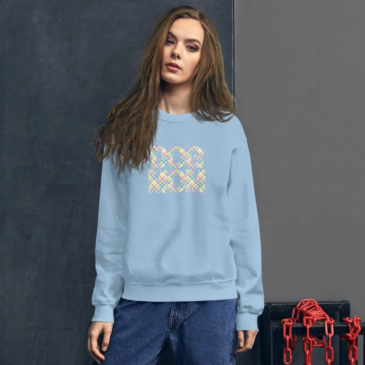 Spring Plaid Dog Mom Sweatshirt