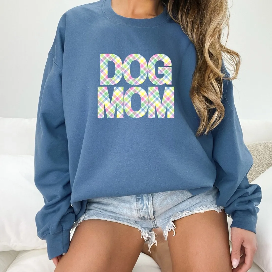 Spring Plaid Dog Mom Sweatshirt