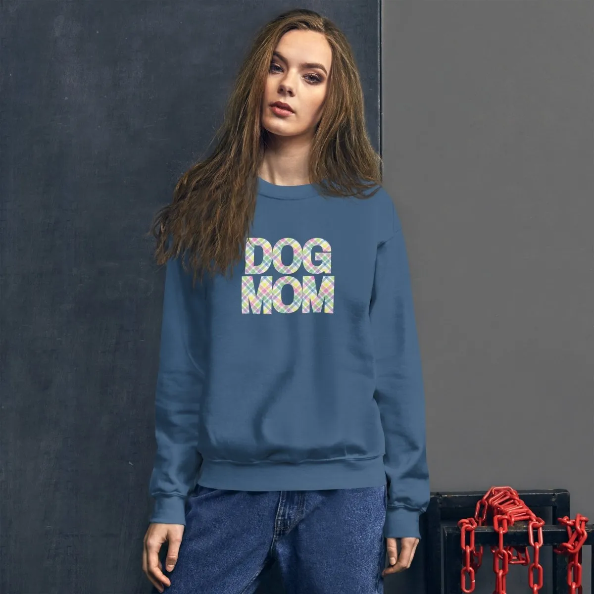 Spring Plaid Dog Mom Sweatshirt