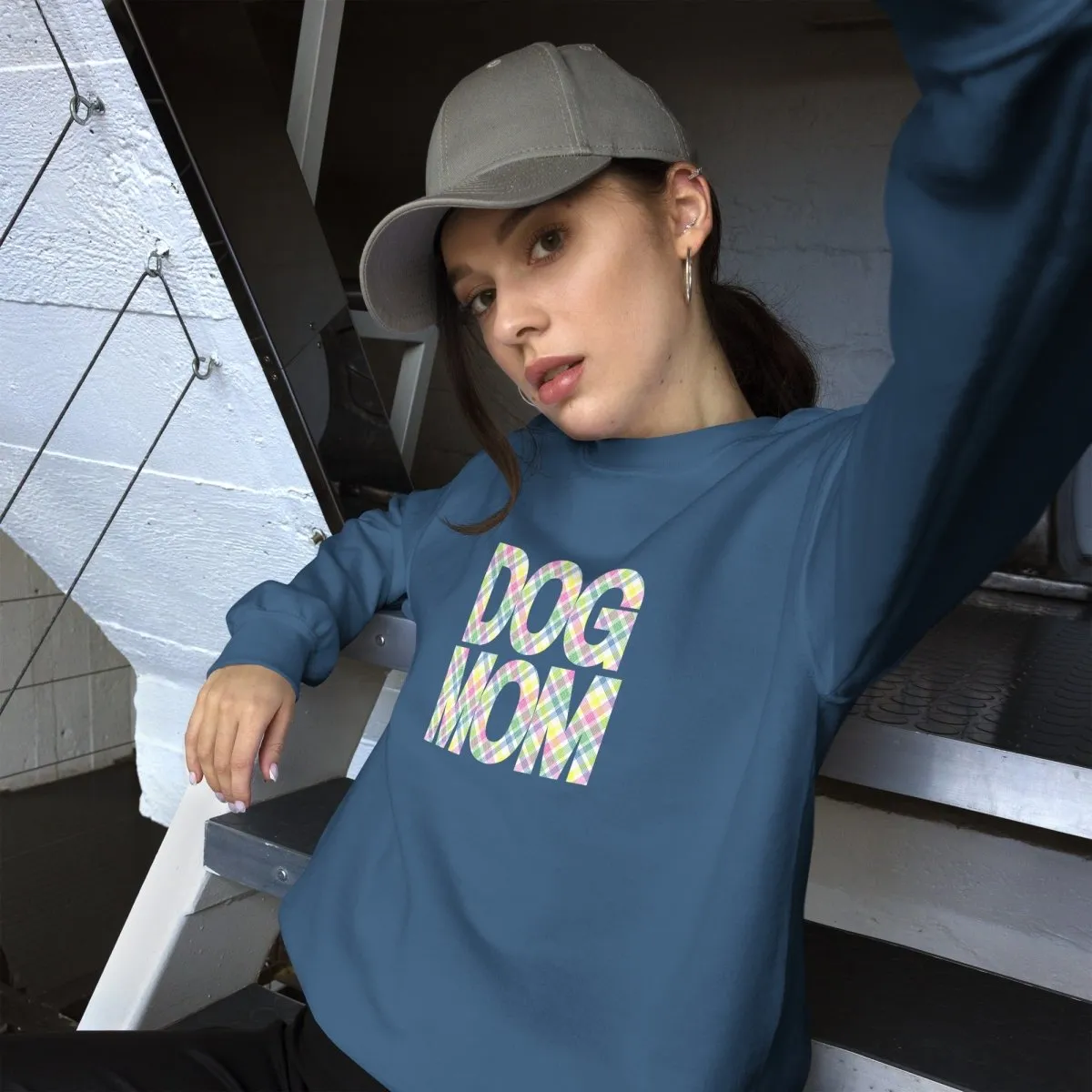 Spring Plaid Dog Mom Sweatshirt