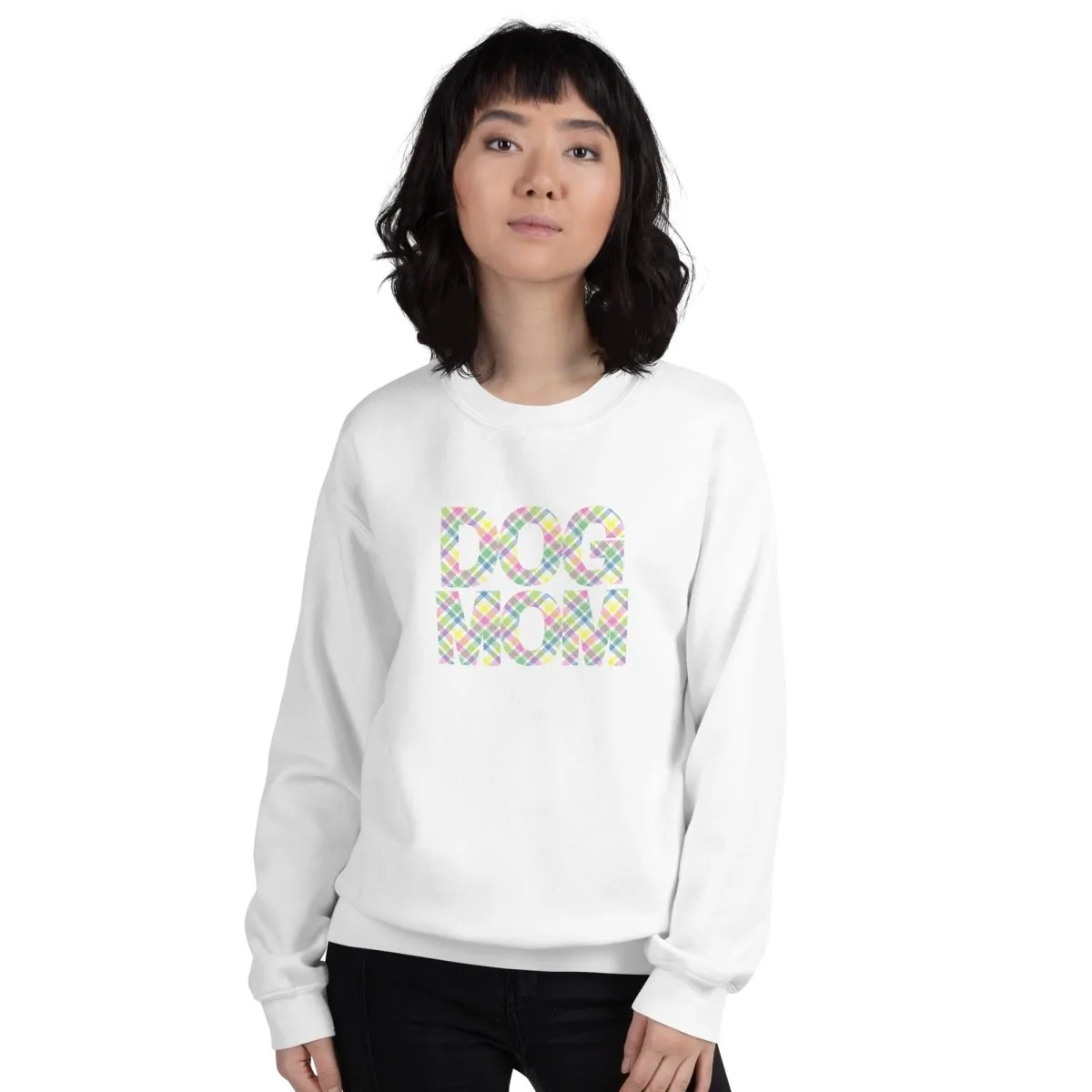 Spring Plaid Dog Mom Sweatshirt