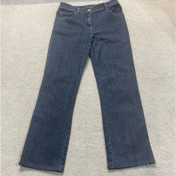 ST. JOHN- {Caviar}- Women’s Medium Wash Denim Stretch Straight Leg Jeans, Size 4
