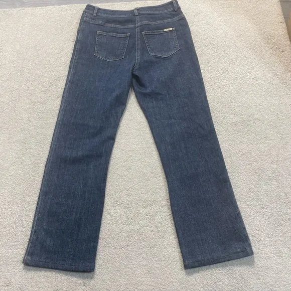 ST. JOHN- {Caviar}- Women’s Medium Wash Denim Stretch Straight Leg Jeans, Size 4