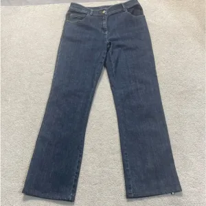 ST. JOHN- {Caviar}- Women’s Medium Wash Denim Stretch Straight Leg Jeans, Size 4