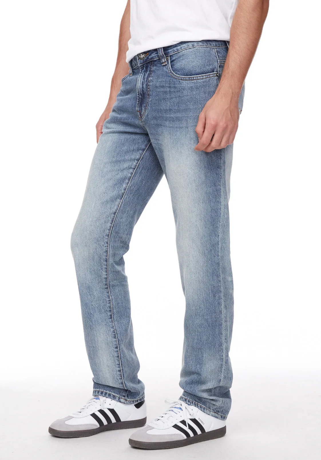 Straight Six Men's Jeans in Sanded and Contrasted Blue - BM22921
