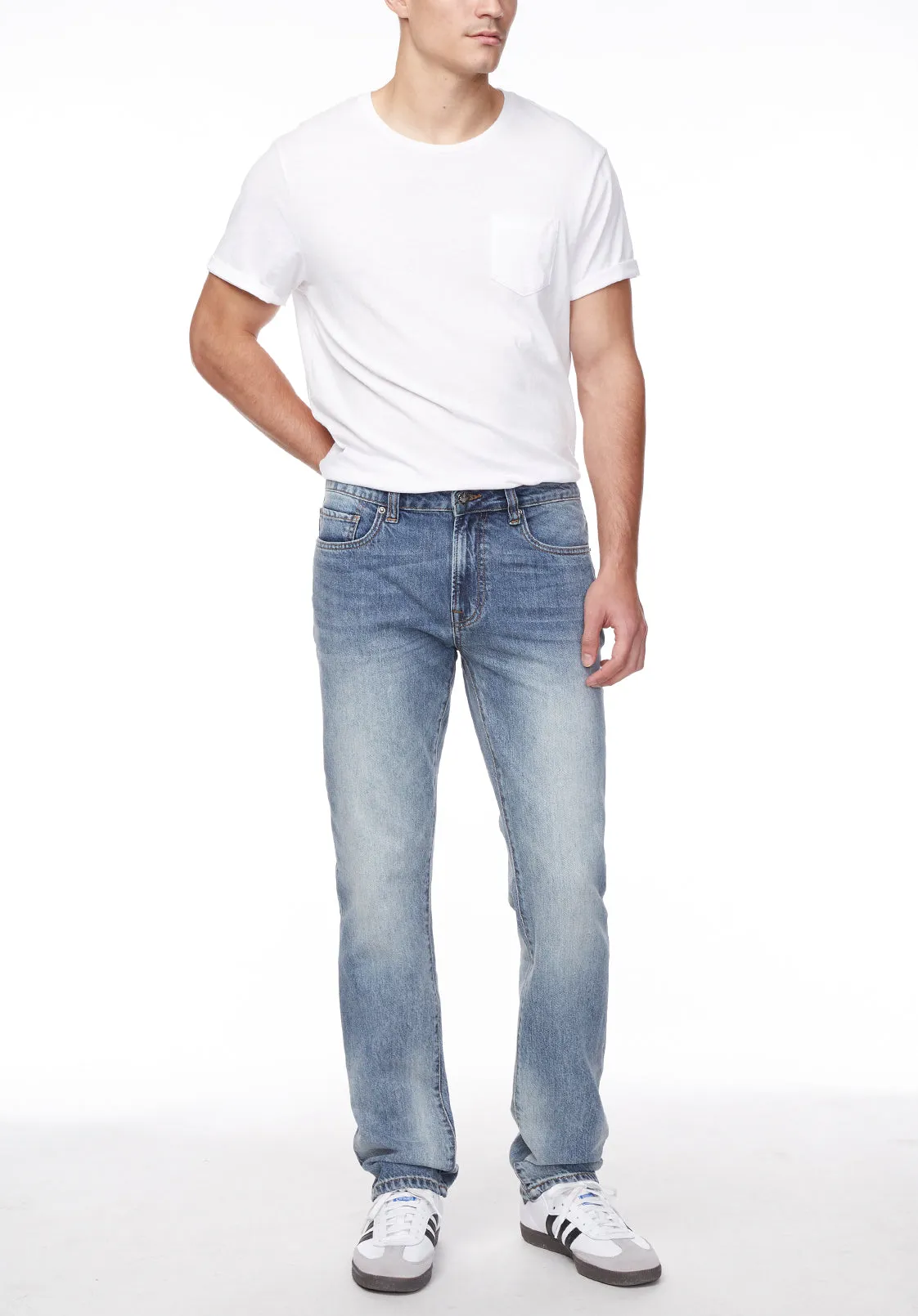 Straight Six Men's Jeans in Sanded and Contrasted Blue - BM22921