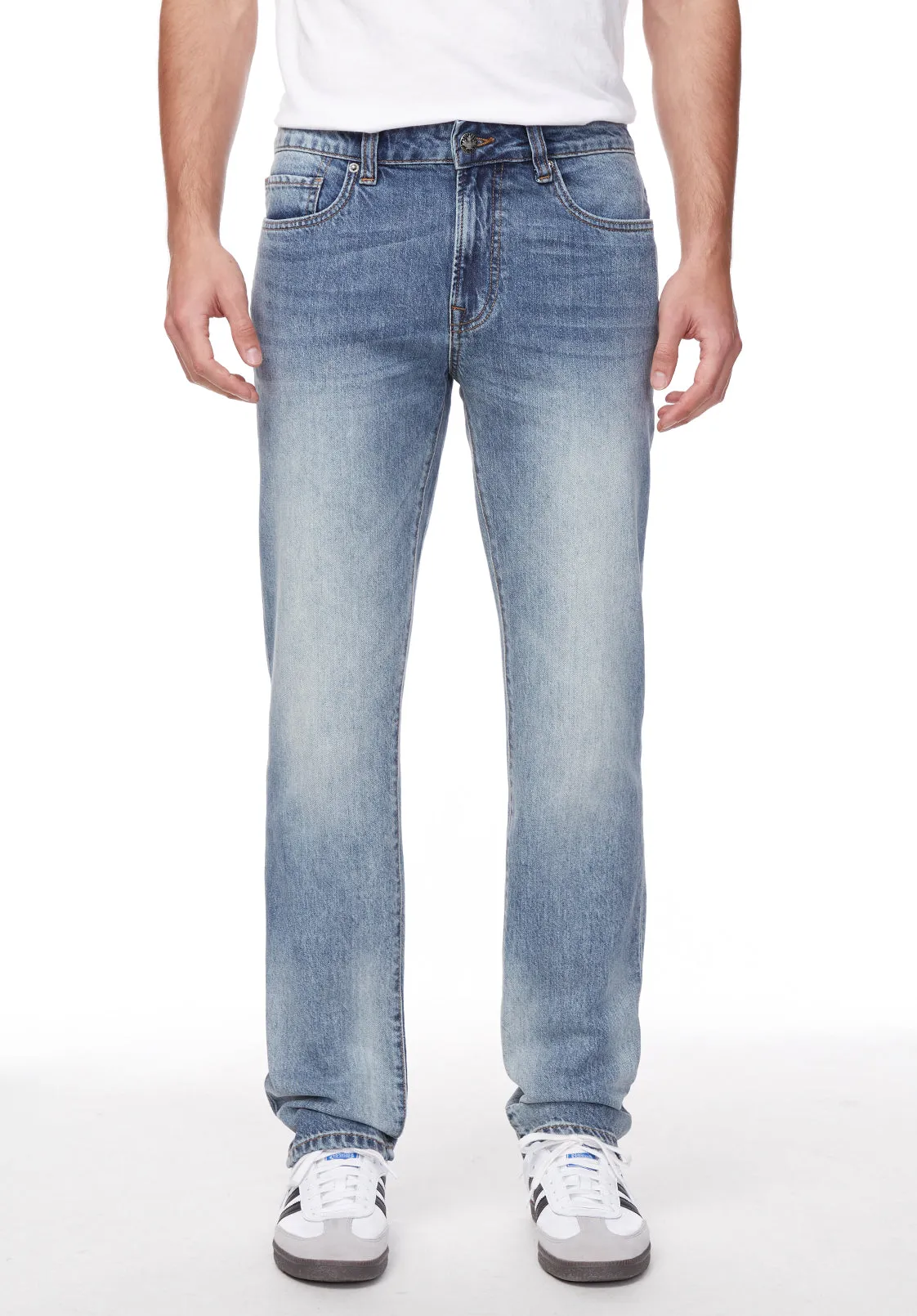 Straight Six Men's Jeans in Sanded and Contrasted Blue - BM22921