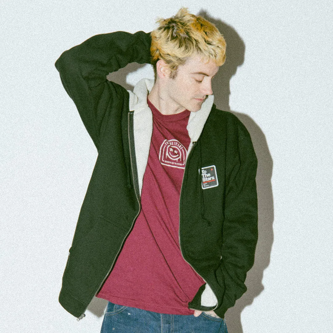 Street Sign Sherpa Zip-Up Hoodie Black