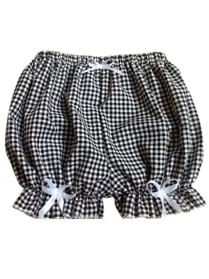Sweet Lolita Bloomers Two-Toned Plaids Bows Cotton Lolita Shorts For Women