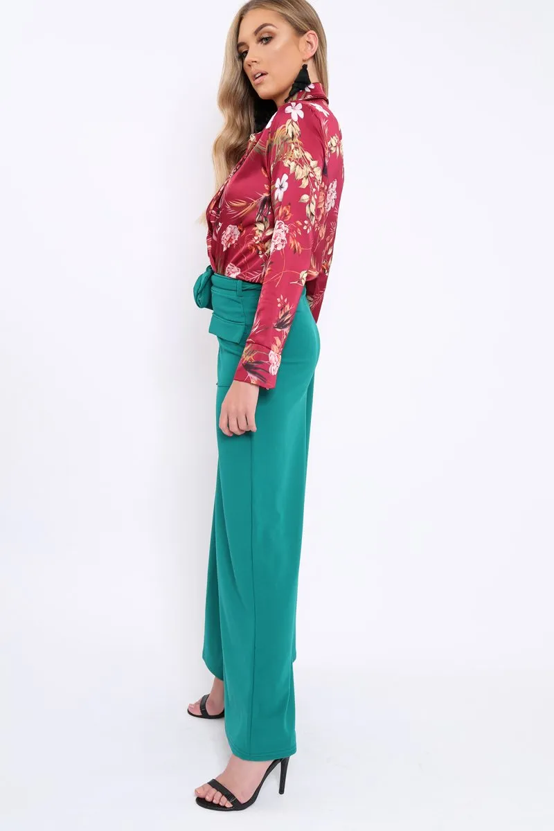 Teal Wide Leg Trousers - Yari