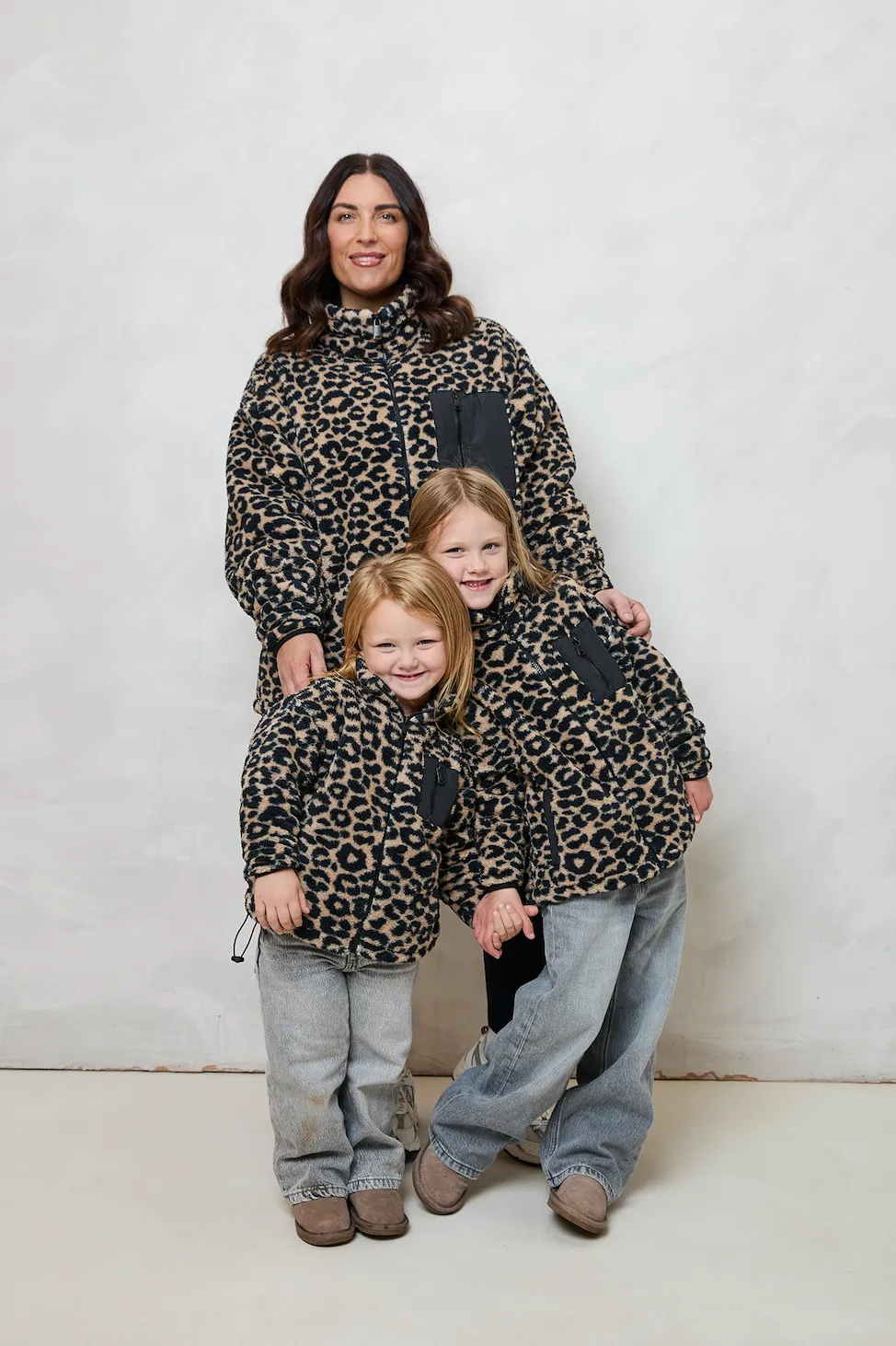 TEDDY FLEECE ZIP JACKET IN LEOPARD