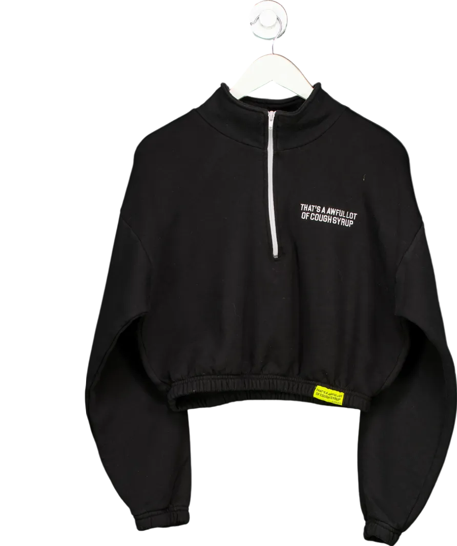 That's A Awful Lot of Cough Syrup Black Cropped 1/2 Zip Sweater UK M/L