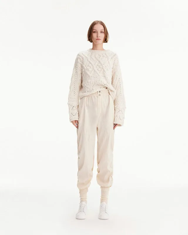 THEO Rhodos Fisherman Cable Pullover in Ivory