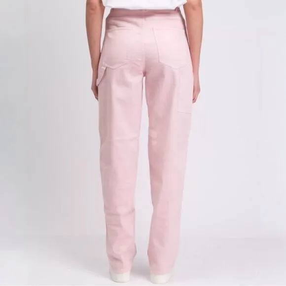 Tibi Denim Carpenter Jeans Pink High Rise Straight Leg size 30