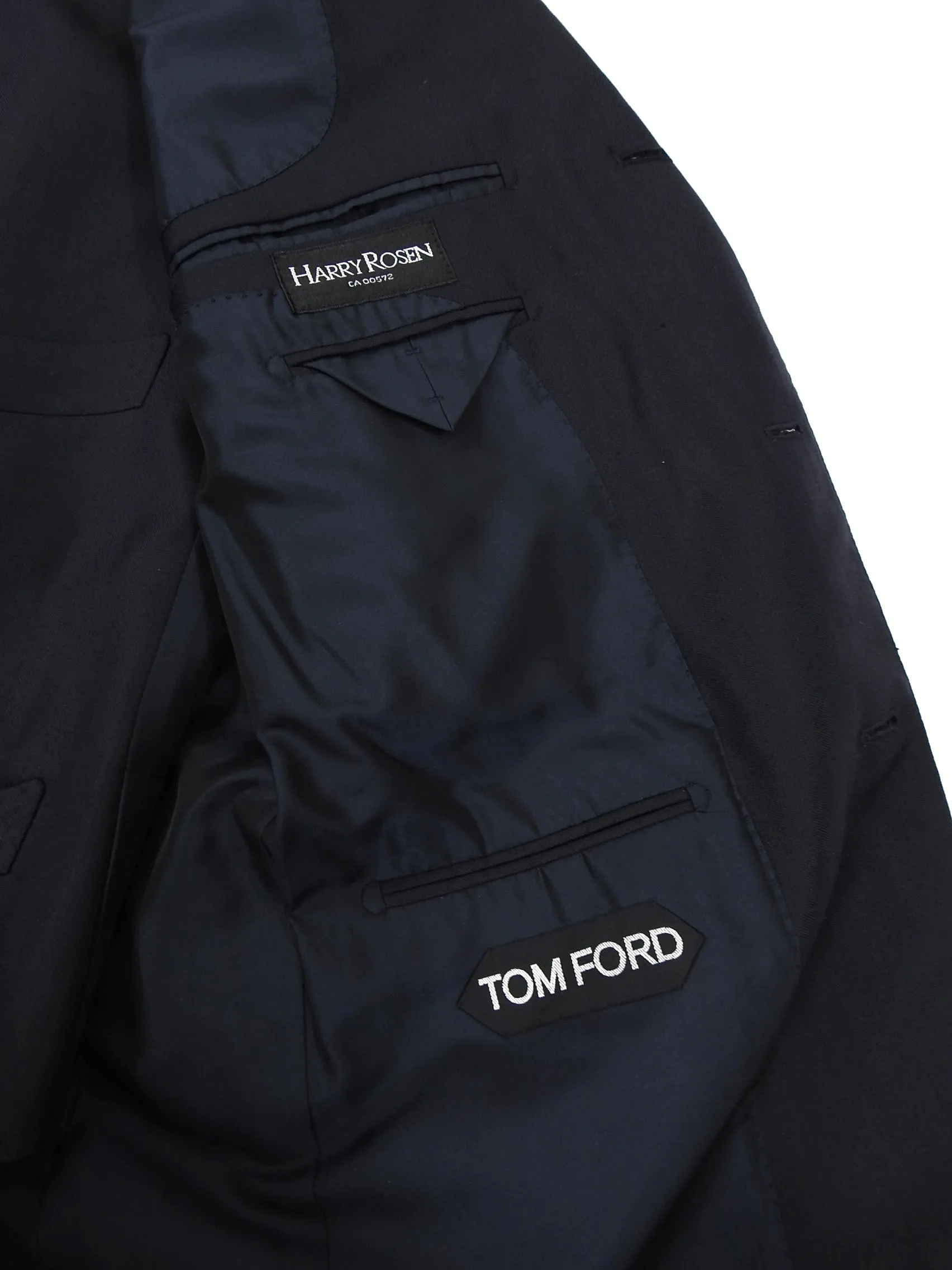 Tom Ford Slim Fit 3 Piece Navy Striped Suit - 42