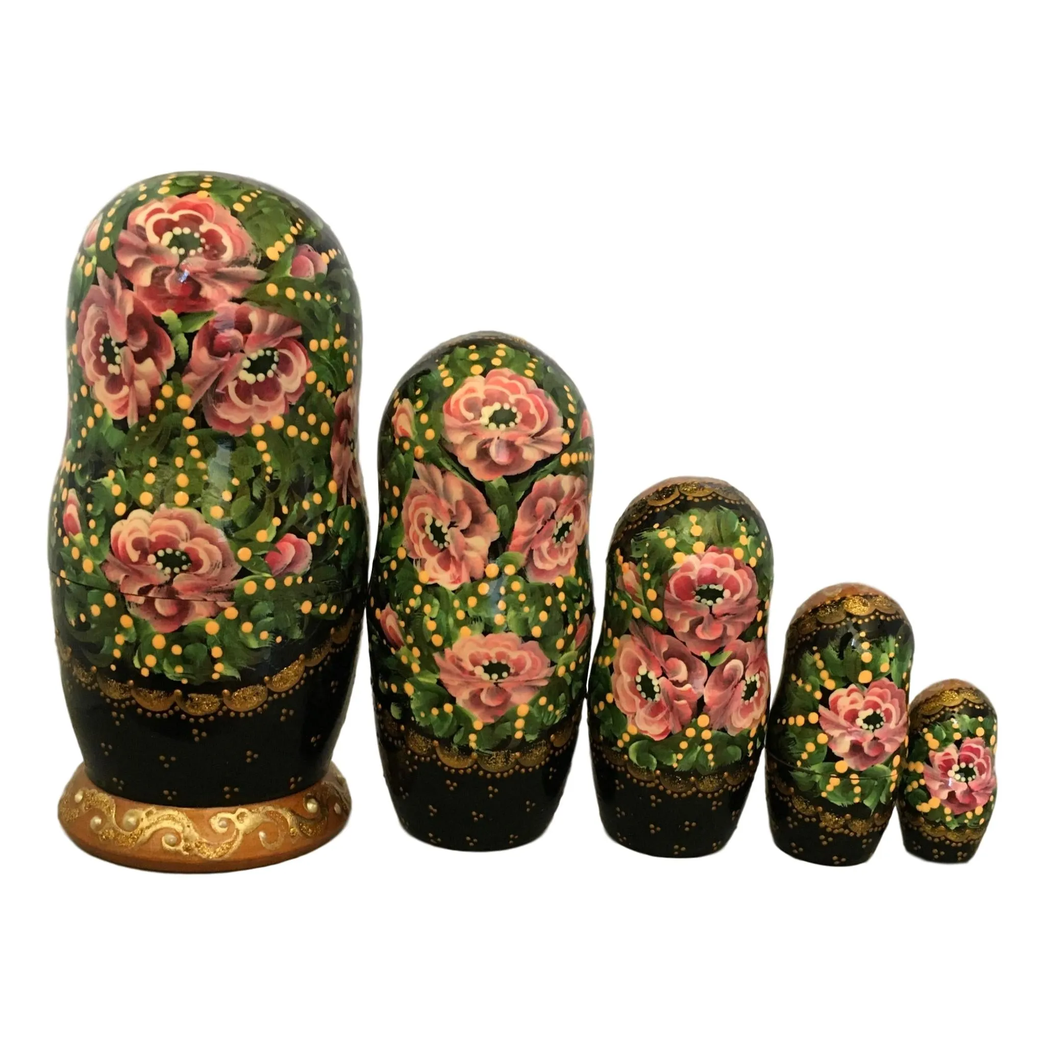 Traditional nesting dolls pink flowers