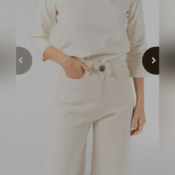 Tribe Alive Cream Wide Leg Jeans