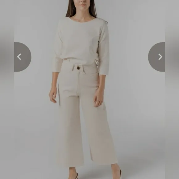 Tribe Alive Cream Wide Leg Jeans