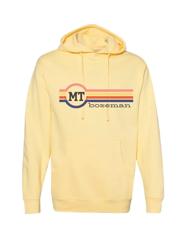 Two Letter Striped - Customized - Unisex Hooded Pullover: Light Yellow / Large
