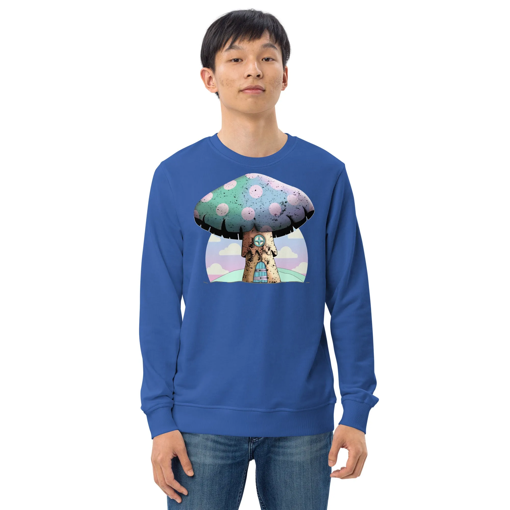 Unisex Sweatshirt, Kawaii Mushroom Organic