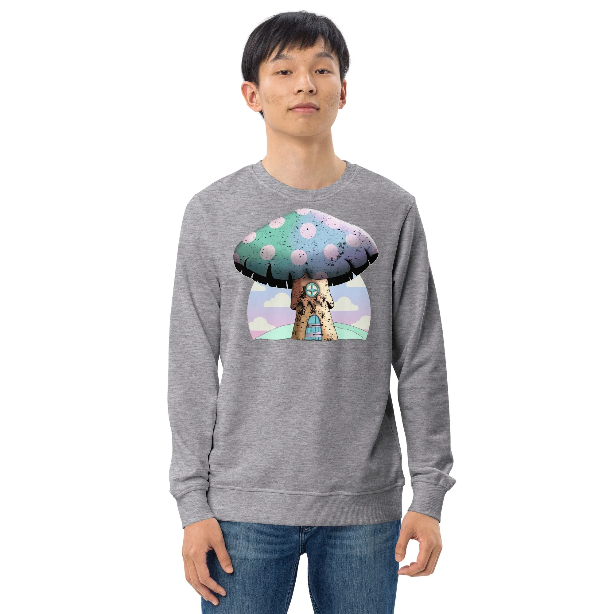Unisex Sweatshirt, Kawaii Mushroom Organic