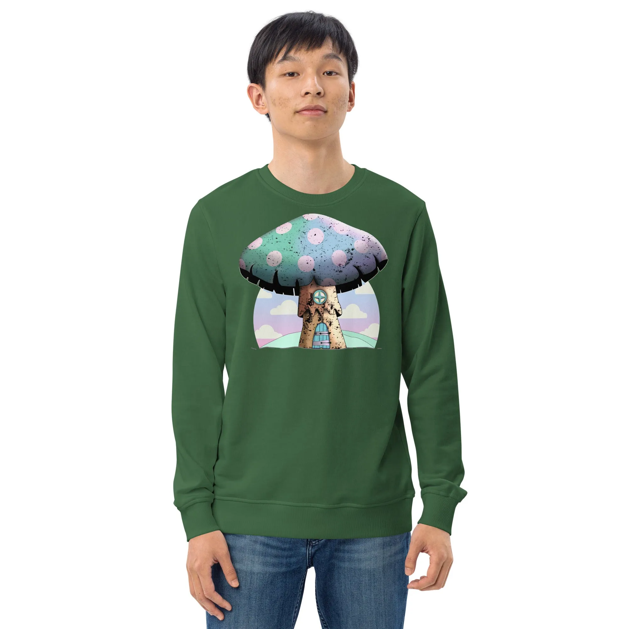 Unisex Sweatshirt, Kawaii Mushroom Organic