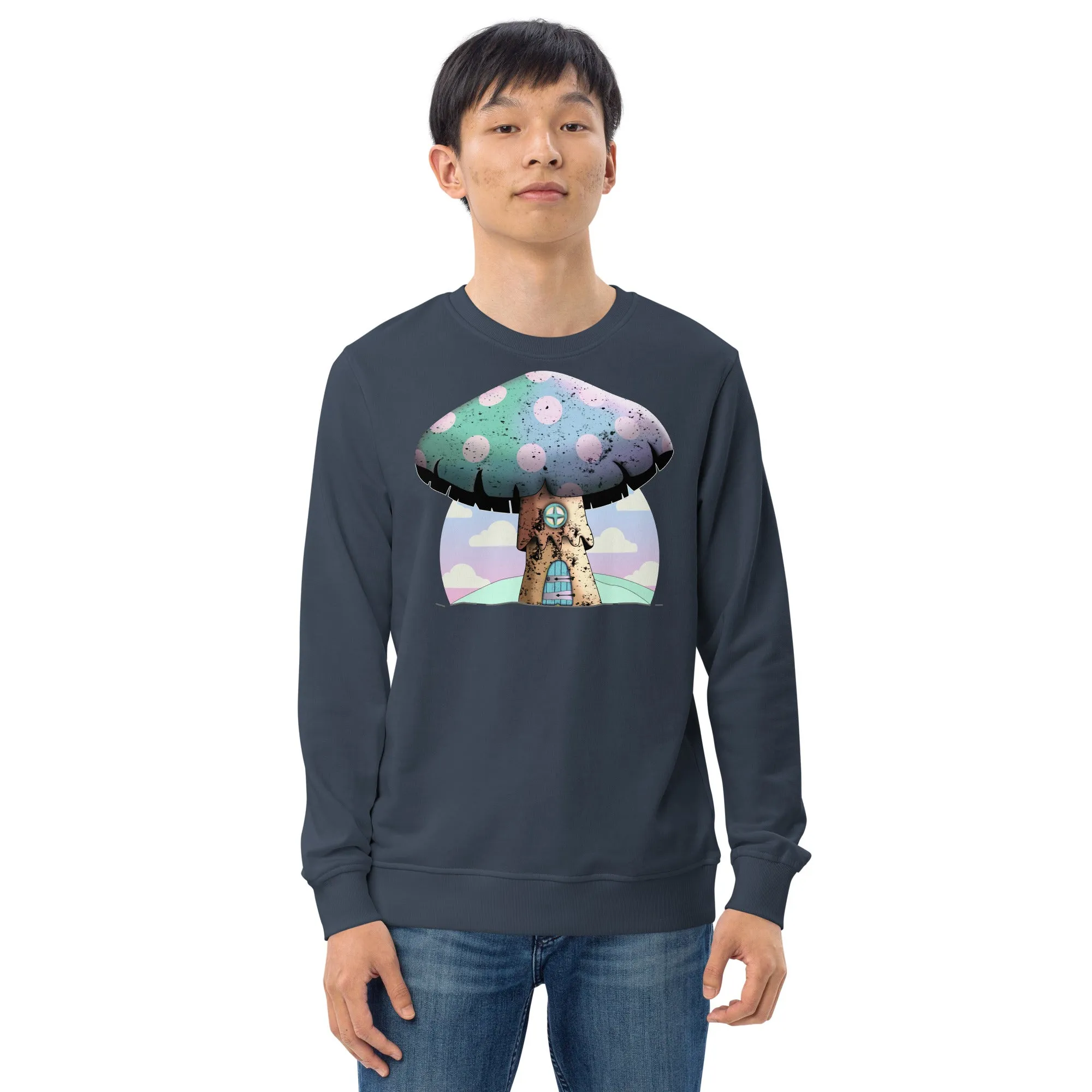 Unisex Sweatshirt, Kawaii Mushroom Organic
