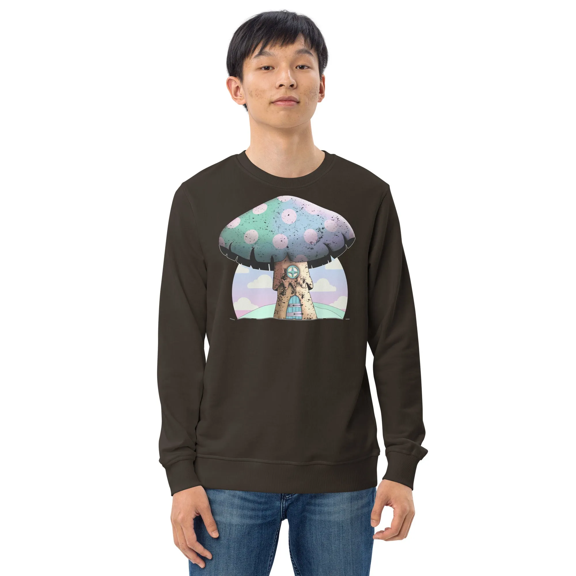 Unisex Sweatshirt, Kawaii Mushroom Organic