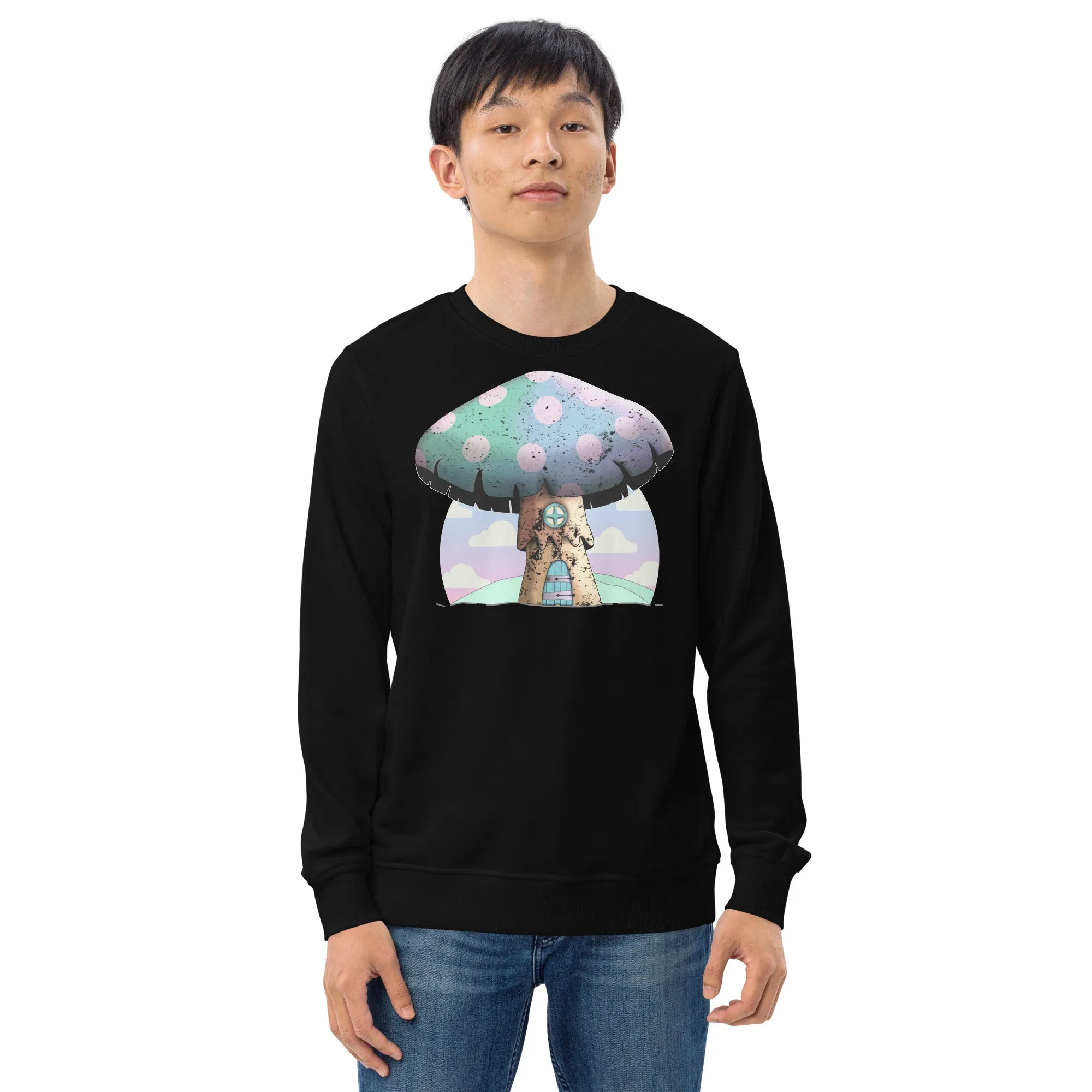 Unisex Sweatshirt, Kawaii Mushroom Organic