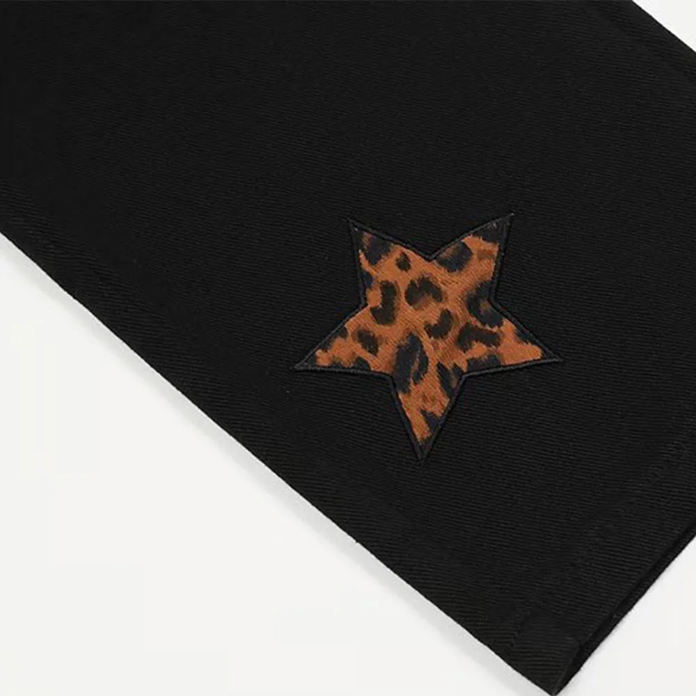 Urban Star Letter Embroidery Straight Leg Jeans