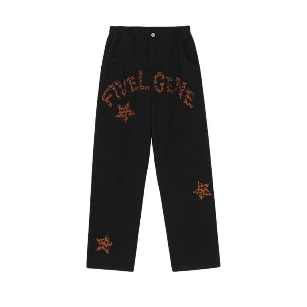 Urban Star Letter Embroidery Straight Leg Jeans