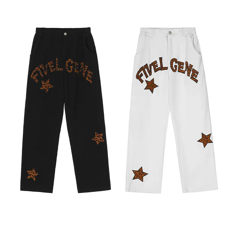 Urban Star Letter Embroidery Straight Leg Jeans