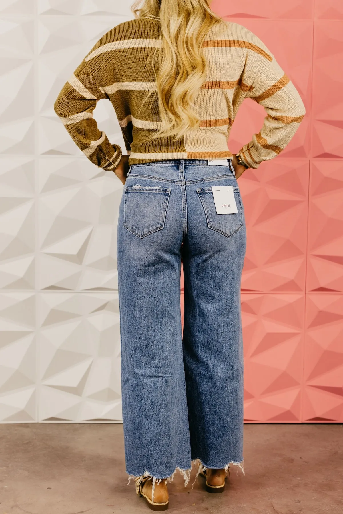 Vervet Denim | The Olivia Distressed Hem Wide Leg Denim