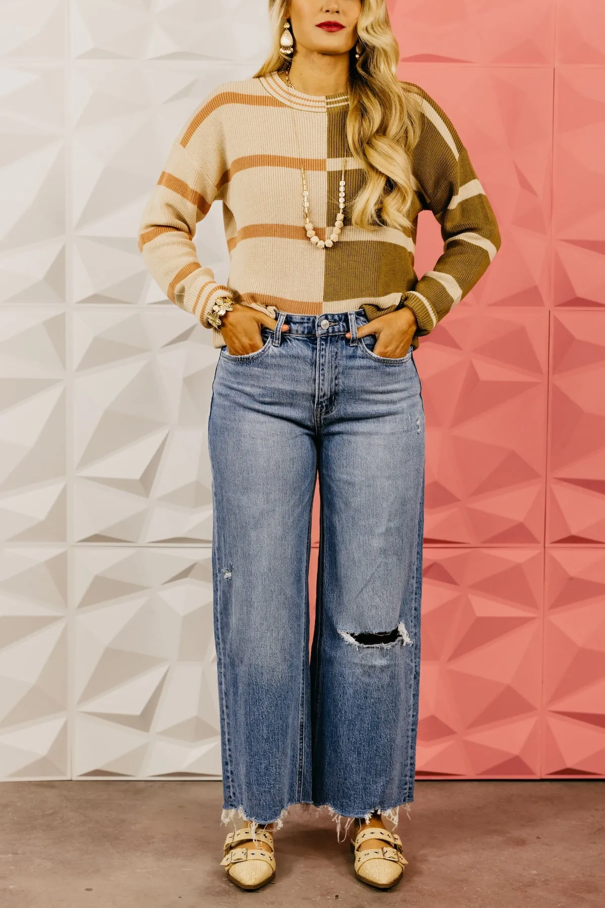 Vervet Denim | The Olivia Distressed Hem Wide Leg Denim