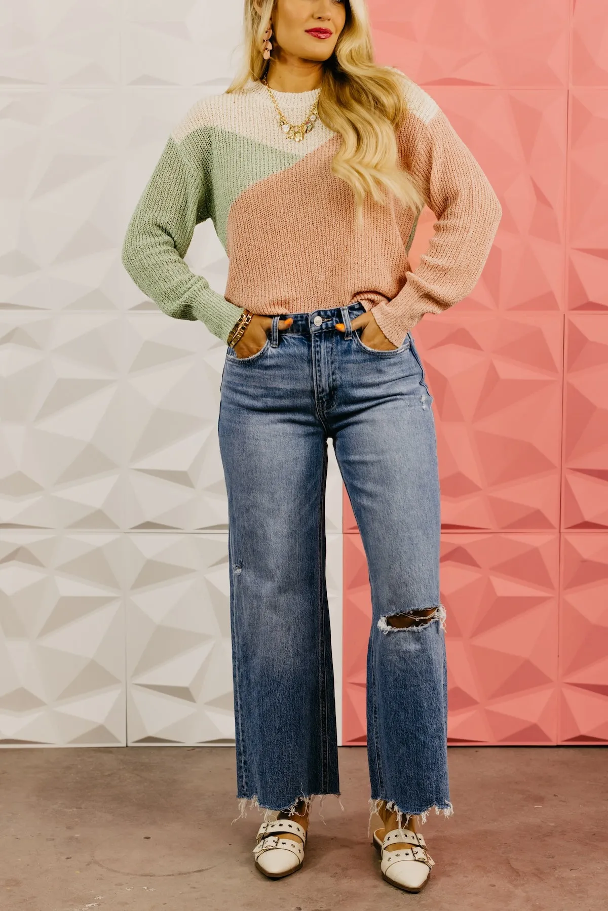 Vervet Denim | The Olivia Distressed Hem Wide Leg Denim