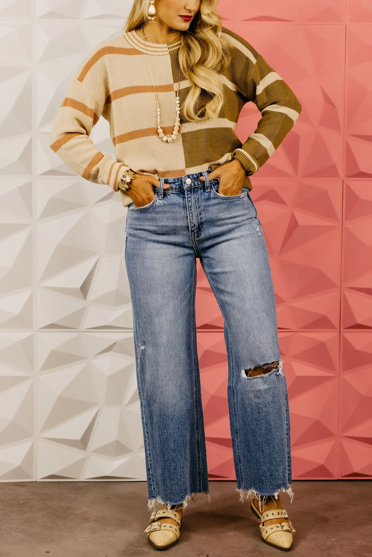 Vervet Denim | The Olivia Distressed Hem Wide Leg Denim
