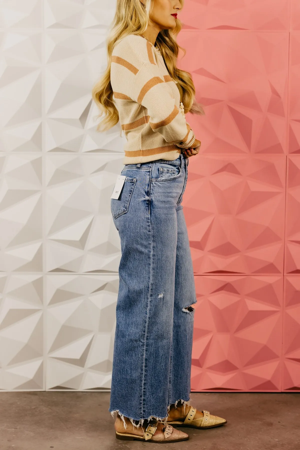 Vervet Denim | The Olivia Distressed Hem Wide Leg Denim