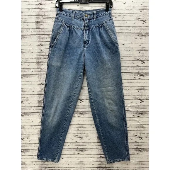 Vintage 90s Brittania Jeans Straight Leg High Waist Pleated Denim 24&quot; Waist