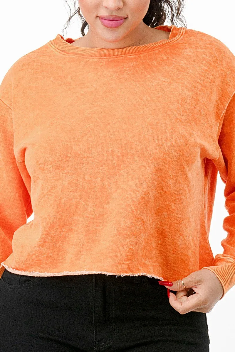 Washed Out Long Sleeve Cropped Sweatshirts