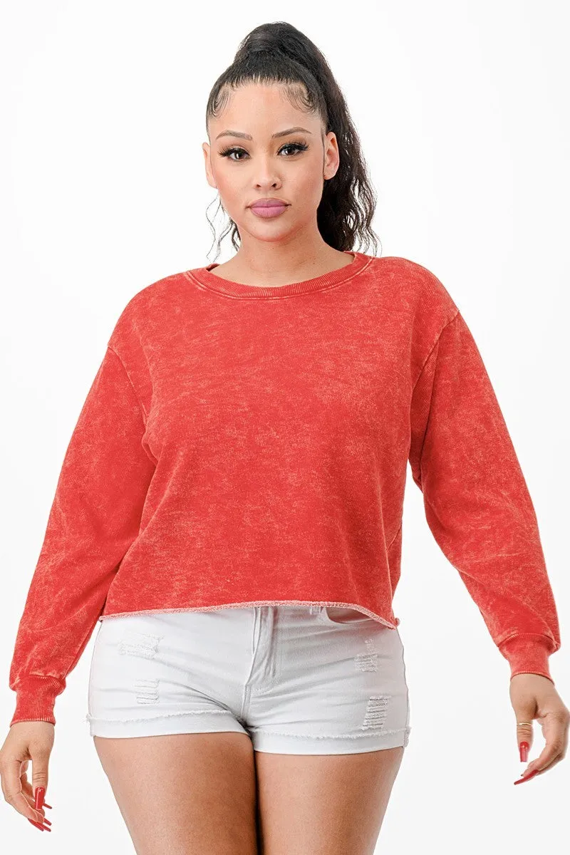 Washed Out Long Sleeve Cropped Sweatshirts