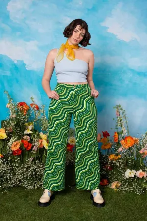 Wave Print Wide Leg Jeans