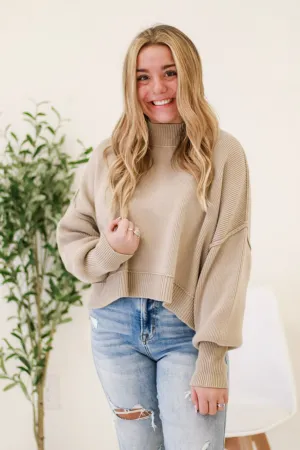 We Have a Warm Feeling Cropped Sweater in Light Mocha