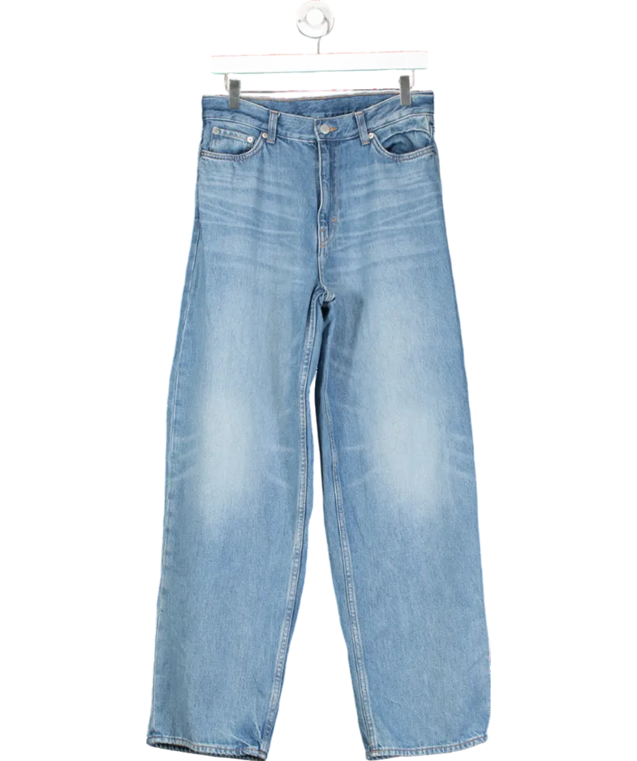 Weekday Blue Rail Mid Rise Loose Wide Leg Jeans - Length 32 W27